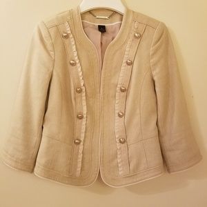 WHBM Metallic Military Cropped Jacket 3/4 Sleeve